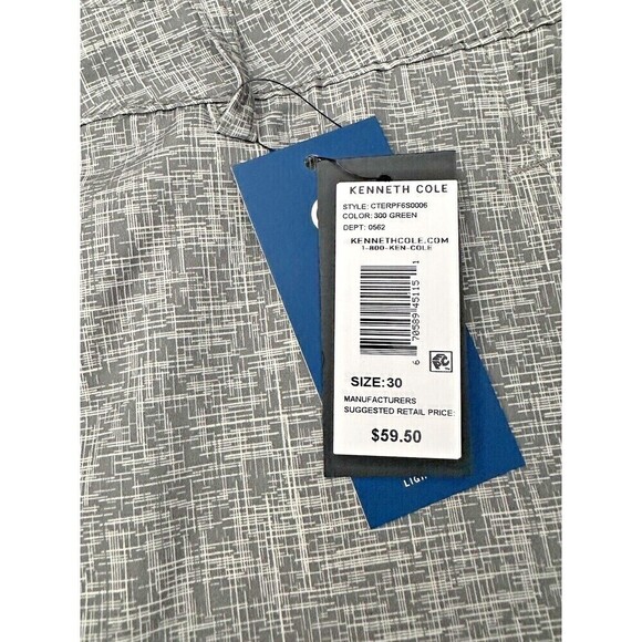 Kenneth Cole Mens Performance Resort Shorts Flat Front In Green Scratch Size 30 - Picture 3 of 6